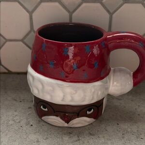 Anthropologie Red and White Santa Mug